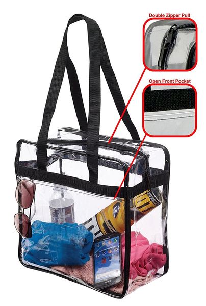 clear stadium security zippered shoulder bag travel & gym tote by bags sturdy pvc construction with external pocket long handles
clear stadium security zippered shoulder bag travel & gym tote by bags sturdy pvc construction with external pocket long handles
