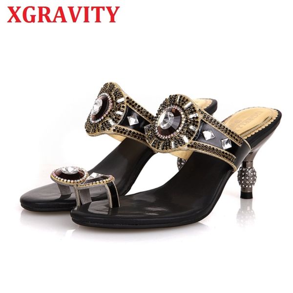 xgravity summer party shoes rhinestone high heel shoes elegant women crystal flip flop sandals plus size footwear b159, Black
xgravity summer party shoes rhinestone high heel shoes elegant women crystal flip flop sandals plus size footwear b159, Black