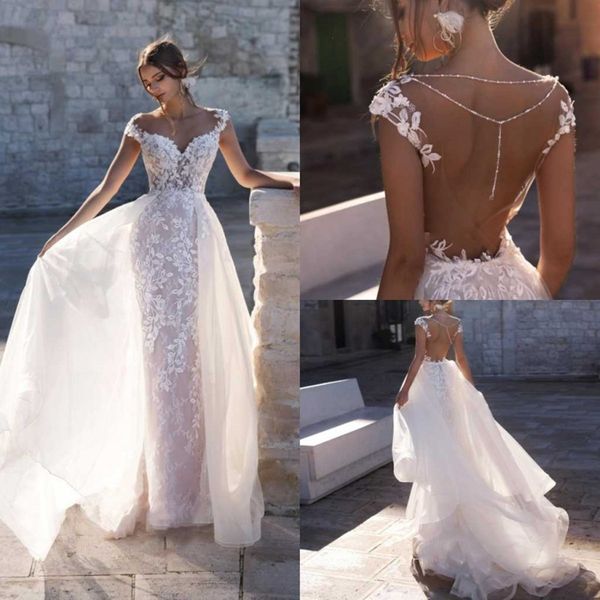 naviblue 2021 wedding dresses capped sleeves lace appliques bridal gowns custom made backless detachable train a-line wedding dress, White
naviblue 2021 wedding dresses capped sleeves lace appliques bridal gowns custom made backless detachable train a-line wedding dress, White