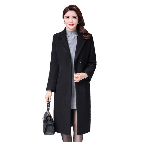 women's wool & blends autumn women outerwear 2021 medium long female woolen parkas high-grade large size ladies coat casaco feminino, Black
women's wool & blends autumn women outerwear 2021 medium long female woolen parkas high-grade large size ladies coat casaco feminino, Black