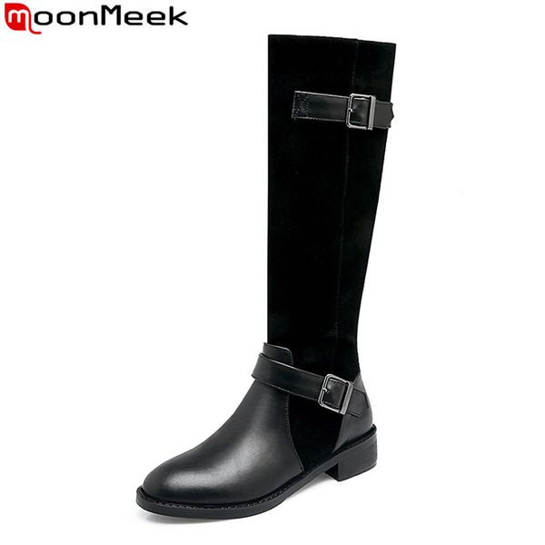 moonmeek 2020 winter genuine leather women boots low heel round toe buckle black brown color knee high boots
moonmeek 2020 winter genuine leather women boots low heel round toe buckle black brown color knee high boots