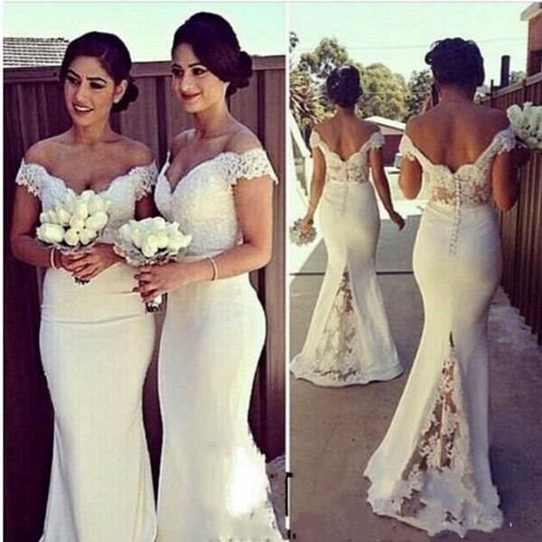 elegant off shoulder lace mermaid bridesmaid dresses for wedding 2016 formal party gowns maid of honor dresses custom made, White;pink
elegant off shoulder lace mermaid bridesmaid dresses for wedding 2016 formal party gowns maid of honor dresses custom made, White;pink