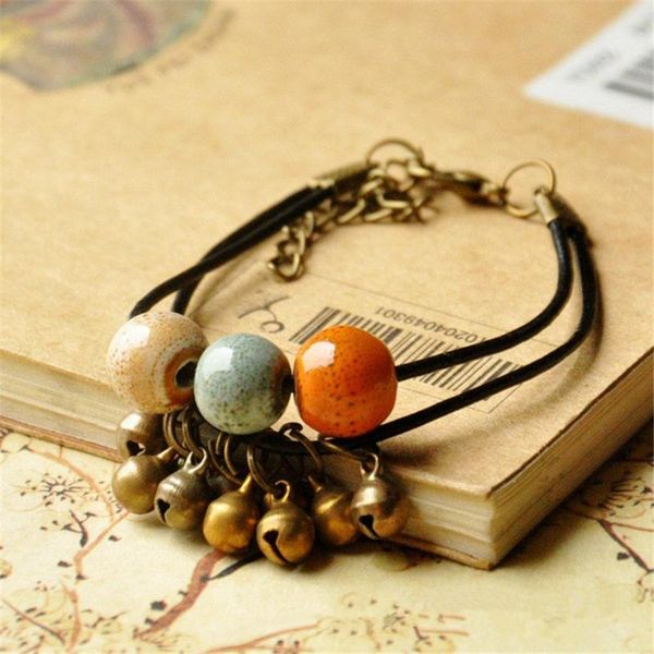 fashion leisure ethnic style original ceramic bronze handmade porcelain beads wax rope bracelets for women he133, Red;blue 
fashion leisure ethnic style original ceramic bronze handmade porcelain beads wax rope bracelets for women he133, Red;blue