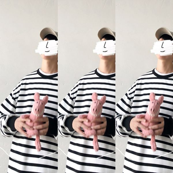 2020 early spring new/large size long sleeve striped t-shirt men's bfwind round neck wear couple weart-shirt couple outfitloose contras, Black
2020 early spring new/large size long sleeve striped t-shirt men's bfwind round neck wear couple weart-shirt couple outfitloose contras, Black