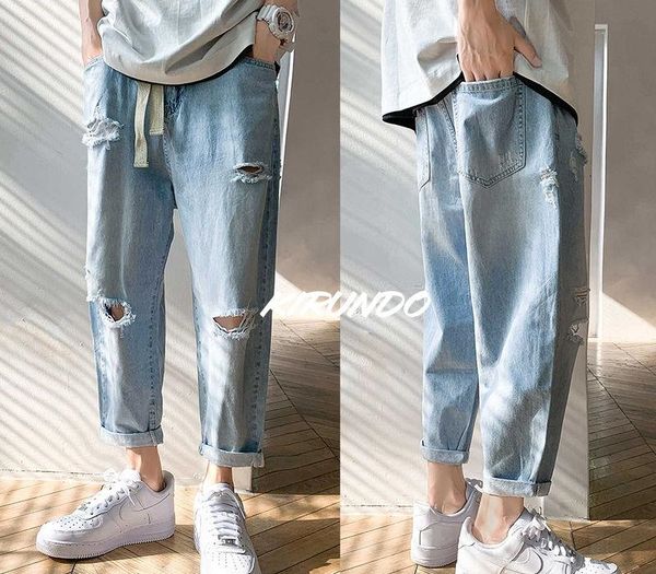 summer ripped straight jeans men's fashion solid color retro casual hole jeans men streetwear loose korean denim trousers mens, Blue
summer ripped straight jeans men's fashion solid color retro casual hole jeans men streetwear loose korean denim trousers mens, Blue