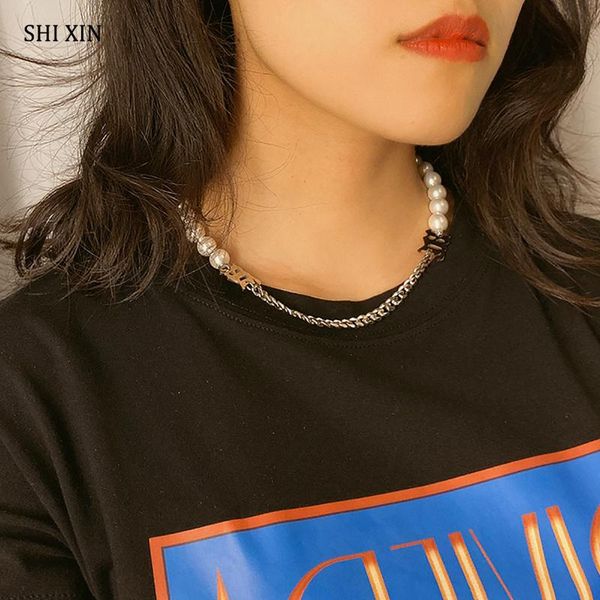 chokers shixin pearl beads with stainless steel chains necklace for women beaded short choker colar fashion necklaces collier femme 2021, Golden;silver
chokers shixin pearl beads with stainless steel chains necklace for women beaded short choker colar fashion necklaces collier femme 2021, Golden;silver