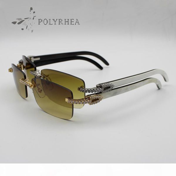 luxury buffalo horn sun glasses men women brown decorative large diamond rimless sunglasses brand designer white inside black buffalo horn, White;black
luxury buffalo horn sun glasses men women brown decorative large diamond rimless sunglasses brand designer white inside black buffalo horn, White;black