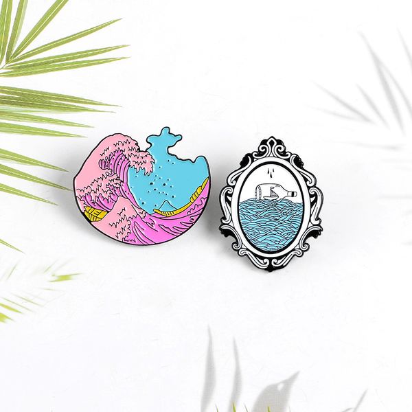 pink ocean waves enamel pin blue drifting bottle pins brooches badges lapel pin sea jewelry gift for women men, Gray
pink ocean waves enamel pin blue drifting bottle pins brooches badges lapel pin sea jewelry gift for women men, Gray