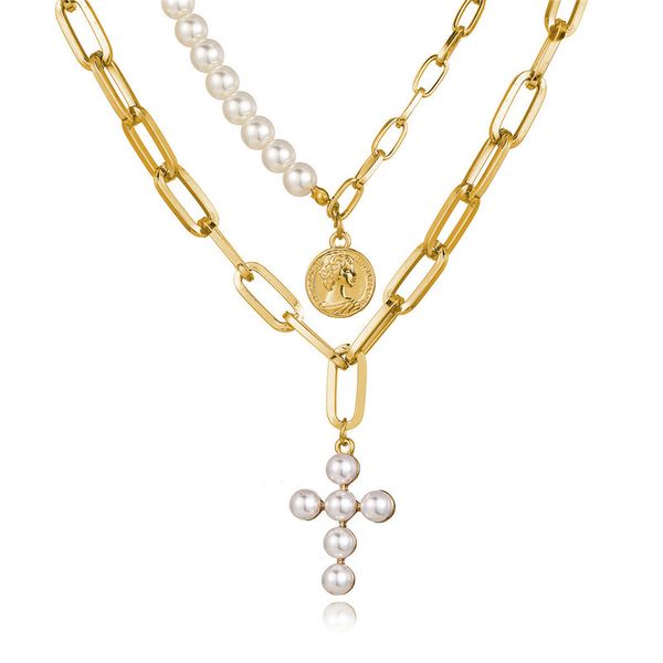 fashion multilayer heart imitation pearls cross pendant choker necklace set boho portrait coin long chain necklace women gift, Silver
fashion multilayer heart imitation pearls cross pendant choker necklace set boho portrait coin long chain necklace women gift, Silver