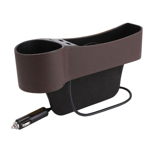 car seat interval organizer storage box with dual usb interface and cup holder