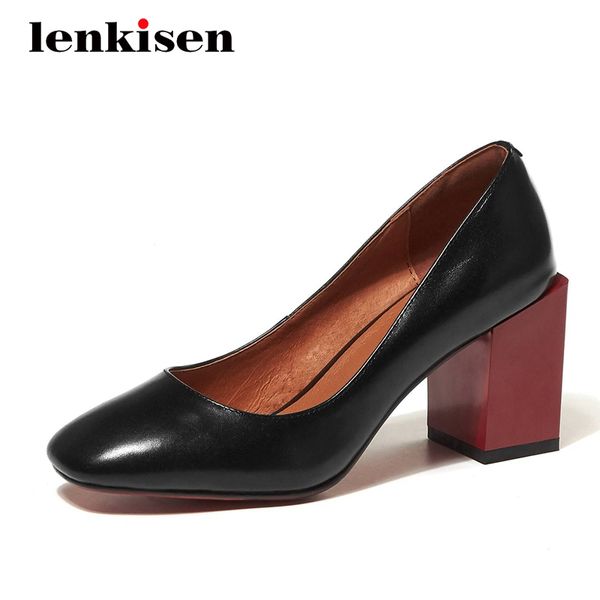 lenkisen 2020 simple style full grain leather mixed colors thick high heel square toe slip on office lady modern women pumps l77, Black
lenkisen 2020 simple style full grain leather mixed colors thick high heel square toe slip on office lady modern women pumps l77, Black