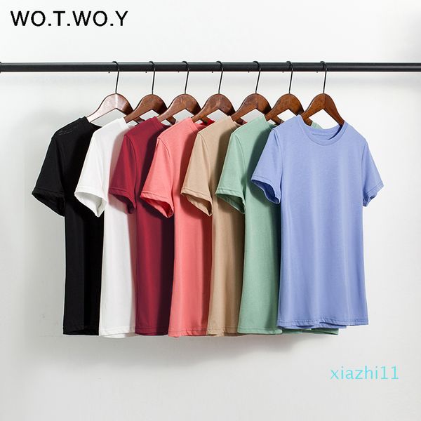 wotwoy casual 7 color basic t- 2020 knitted cotton solid tee shirt women short sleeve o-neck harajuku tees femme, White
wotwoy casual 7 color basic t- 2020 knitted cotton solid tee shirt women short sleeve o-neck harajuku tees femme, White
