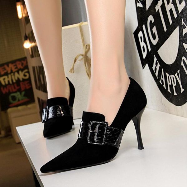 dress shoes womens high heels suede pumps nightclub slim 9.5cm thin heel snakeskin line belt buckle deep mouth size 9, Black
dress shoes womens high heels suede pumps nightclub slim 9.5cm thin heel snakeskin line belt buckle deep mouth size 9, Black