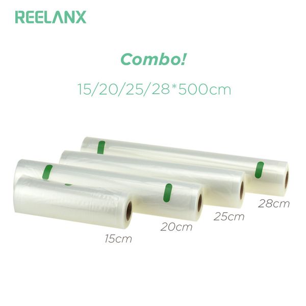 reelanx vacuum bags for vacuum packer 4 rolls/lot 15+20+25+28 * 500cm storage bag for sealer packing packaging
reelanx vacuum bags for vacuum packer 4 rolls/lot 15+20+25+28 * 500cm storage bag for sealer packing packaging