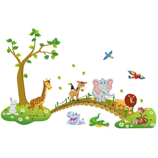 3d cartoon cute animals tree bridge grass flower pattern wall sticker home decor 
3d cartoon cute animals tree bridge grass flower pattern wall sticker home decor