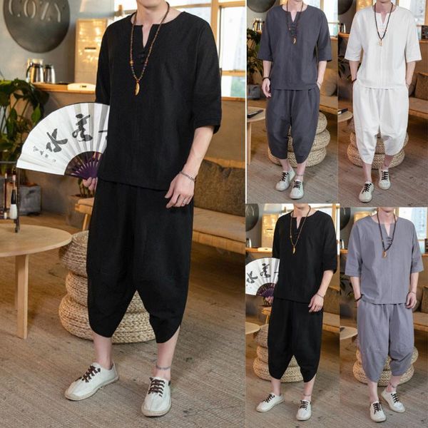 2020 new two pieces set fashion men's summer chinese style thin large size linen tang dress short sleeve set -5xl, Gray
2020 new two pieces set fashion men's summer chinese style thin large size linen tang dress short sleeve set -5xl, Gray