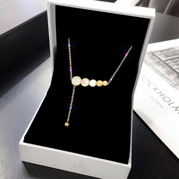 fashion necklace natural fritillary white shell titanium steel chain ethnic style regular chain simple style clavicle, Silver
fashion necklace natural fritillary white shell titanium steel chain ethnic style regular chain simple style clavicle, Silver