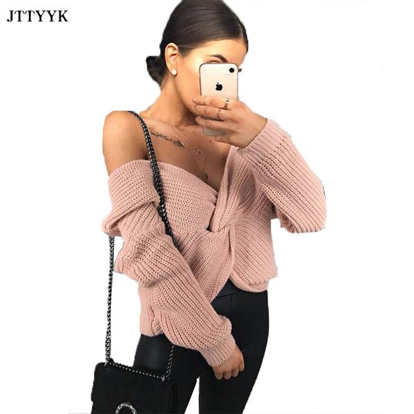 autumn womens sweaters solid color long sleeve off shoulder knitting deep v neck backless party hedging thick sweater, White;black
autumn womens sweaters solid color long sleeve off shoulder knitting deep v neck backless party hedging thick sweater, White;black