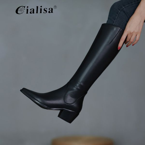 cialisa winter women shoes genuine leather tube autumn knight thick heel boot women pointed thick heel boot, Black
cialisa winter women shoes genuine leather tube autumn knight thick heel boot women pointed thick heel boot, Black