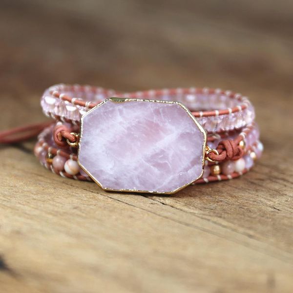 handmade jewelry 5 strand pink quartz leather wrap bracelets for women rose gems crystal beads bohemia charm bracelet, Golden;silver
handmade jewelry 5 strand pink quartz leather wrap bracelets for women rose gems crystal beads bohemia charm bracelet, Golden;silver
