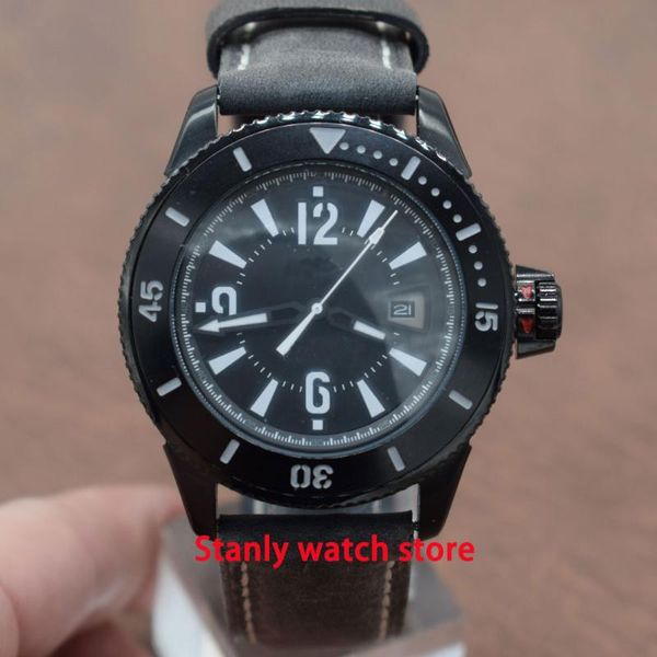 luxury bliger 43mm black sterile dial luminous pointer ceramic bezel pvd coated case miyota automatic movement men's wrist watch, Slivery;brown
luxury bliger 43mm black sterile dial luminous pointer ceramic bezel pvd coated case miyota automatic movement men's wrist watch, Slivery;brown