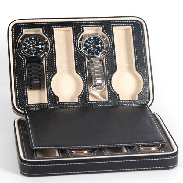 portable 2/4/8 grids travel watch box pu leather zipper storage case watch organizer lxh cx200807, Black;blue
portable 2/4/8 grids travel watch box pu leather zipper storage case watch organizer lxh cx200807, Black;blue