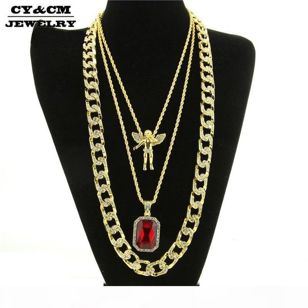 cy&cm hiphop angel wing pendant necklace set cuban rope chain gold color red gem stone crystal geometric pendant necklace set, Silver
cy&cm hiphop angel wing pendant necklace set cuban rope chain gold color red gem stone crystal geometric pendant necklace set, Silver