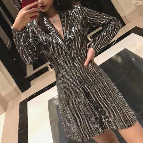 women's suits & blazers 2021 spring women bling sequined party long blazer dress elegant slim fit lapel collar work suit female jacket, White;black
women's suits & blazers 2021 spring women bling sequined party long blazer dress elegant slim fit lapel collar work suit female jacket, White;black