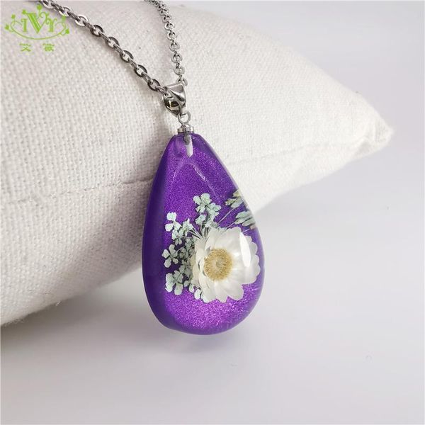 vintage natural real purple decorative dried flowers pendant necklace metal resin women man necklace new year gift sweater chain, Silver 
vintage natural real purple decorative dried flowers pendant necklace metal resin women man necklace new year gift sweater chain, Silver