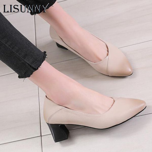 lisunny leather pumps women med square heels pointed toe slip on lady heels v mouth stylish work office shoes spring, Black
lisunny leather pumps women med square heels pointed toe slip on lady heels v mouth stylish work office shoes spring, Black