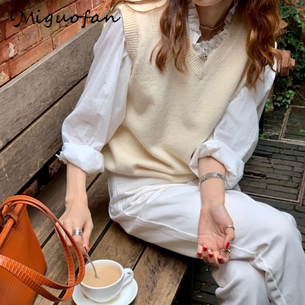 women vest sweater v neck kintted sweater autumn winter office ladies pull vintage casual ladies oversize jumper 2020 new, White;black
women vest sweater v neck kintted sweater autumn winter office ladies pull vintage casual ladies oversize jumper 2020 new, White;black