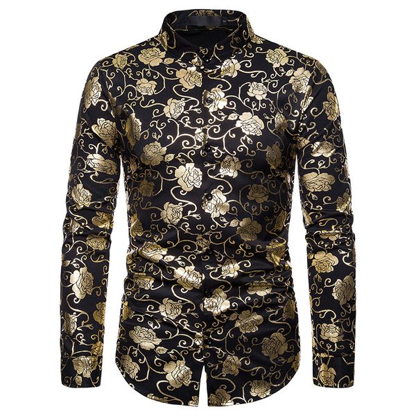 men's casual shirts 2021 men shirt long sleeve brand clothing rose stamping dress loose camisa business nightclub style, White;black
men's casual shirts 2021 men shirt long sleeve brand clothing rose stamping dress loose camisa business nightclub style, White;black