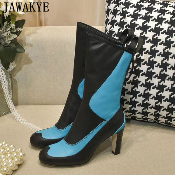 jawakye patchwork genuine leather high heel boots for women elastic mid-calf fashion short boots black cowboy knight
jawakye patchwork genuine leather high heel boots for women elastic mid-calf fashion short boots black cowboy knight
