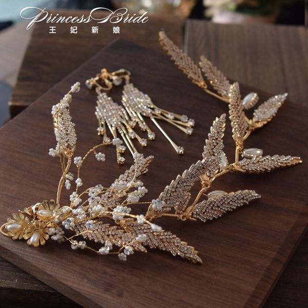 princess new style golden crystal side gold crystal hairband earrings bridal hair accessories headdress, Golden;silver
princess new style golden crystal side gold crystal hairband earrings bridal hair accessories headdress, Golden;silver