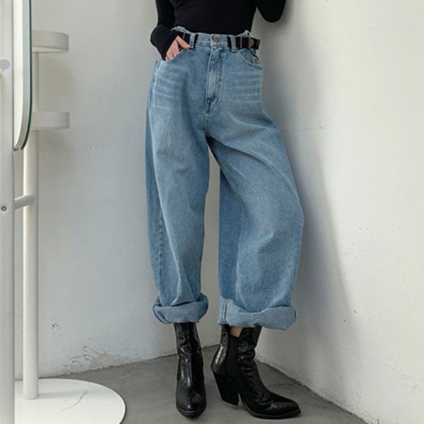lazy wind vintage dad jeans women plus size jeans england style belt design waist wide leg straight high waist mujer, Blue
lazy wind vintage dad jeans women plus size jeans england style belt design waist wide leg straight high waist mujer, Blue