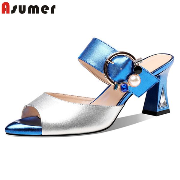 asumer 2020 genuine leather shoes women slipper mixed colors buckle crystal high heels summer slipper ladies, Black
asumer 2020 genuine leather shoes women slipper mixed colors buckle crystal high heels summer slipper ladies, Black
