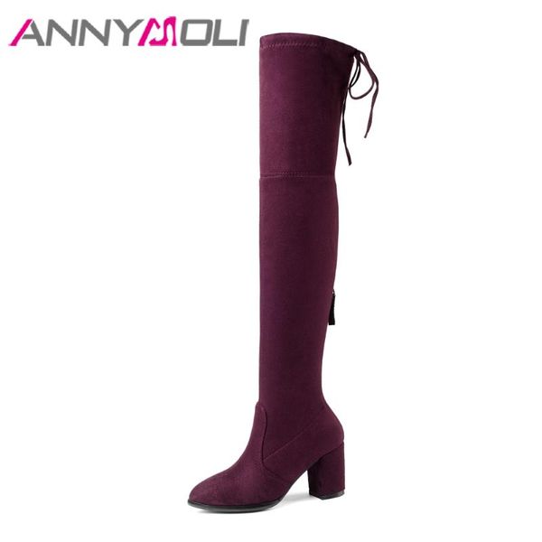 annymoli winter women shoes over the knee boots block heel thigh high boots bow stretch high heel female red big size 34, Black 
annymoli winter women shoes over the knee boots block heel thigh high boots bow stretch high heel female red big size 34, Black