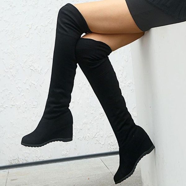 women's knee high boots winter flock long riding motorcycle boots shoes women solid wedged flats heels winter snow shoes, Black
women's knee high boots winter flock long riding motorcycle boots shoes women solid wedged flats heels winter snow shoes, Black