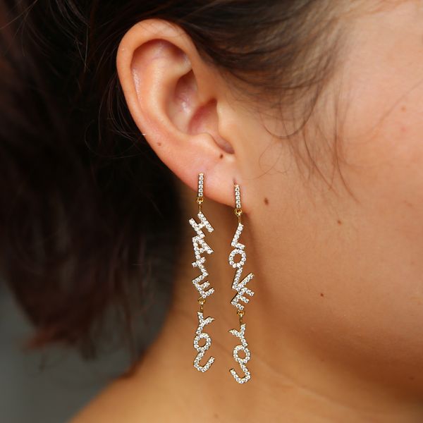 new creative letter love you hert you dangle earrings shiny cz crystal personalize fashion punk long drop earring women brincos, Silver
new creative letter love you hert you dangle earrings shiny cz crystal personalize fashion punk long drop earring women brincos, Silver