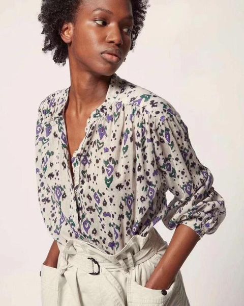2020 summer fresh geometric flower print shirt casual lantern sleeve o neck women cotton blouse, White
2020 summer fresh geometric flower print shirt casual lantern sleeve o neck women cotton blouse, White