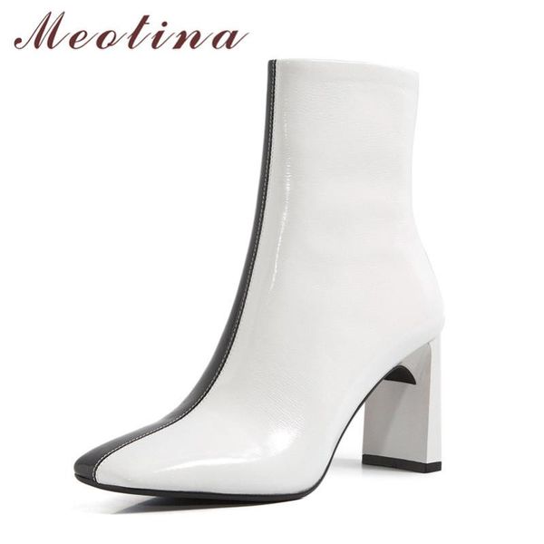 meotina women ankle boots shoes genuine leather high heel short boots square toe chunky heels zip ladies autumn winter 40, Black
meotina women ankle boots shoes genuine leather high heel short boots square toe chunky heels zip ladies autumn winter 40, Black