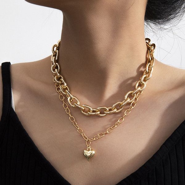 punk exaggerated thick chain love heart pendant necklace women double layer vintage geometric necklaces pendants jewelry kolye, Silver
punk exaggerated thick chain love heart pendant necklace women double layer vintage geometric necklaces pendants jewelry kolye, Silver
