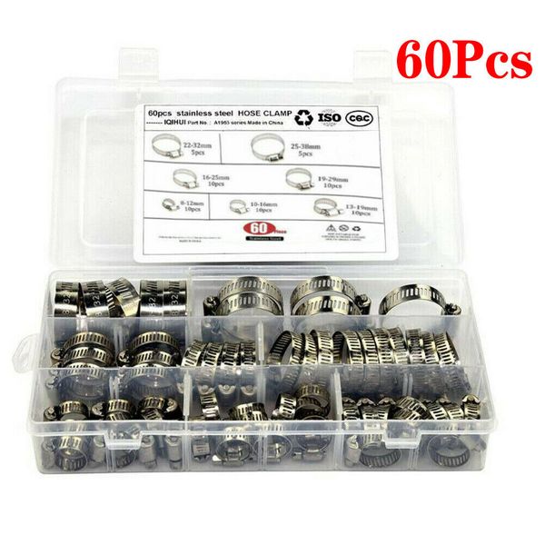60pcs fixed hose clamp kit tool stainless steel fastener assorted size securing, Golden;silver
60pcs fixed hose clamp kit tool stainless steel fastener assorted size securing, Golden;silver
