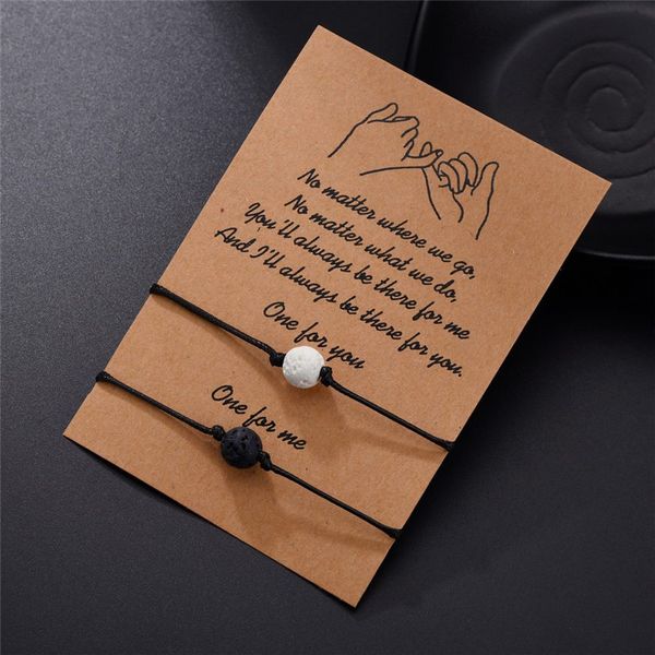 fashion couple's wish bracelet lava stone bracelet women girl beaded wishing set valentine's day gift jewelry, Black 
fashion couple's wish bracelet lava stone bracelet women girl beaded wishing set valentine's day gift jewelry, Black