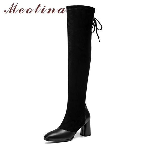 meotina winter thigh high boots women genuine leather thick high heel over the knee boots slim stretch shoes lady autumn 39, Black
meotina winter thigh high boots women genuine leather thick high heel over the knee boots slim stretch shoes lady autumn 39, Black