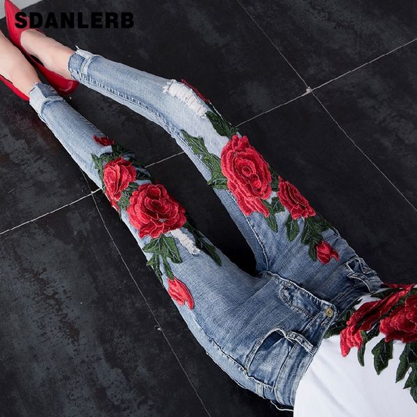 autumn dark blue jeans women's new embroidered korean style skinny denim pencil pants women's fashion holes vaqueros de mujer
autumn dark blue jeans women's new embroidered korean style skinny denim pencil pants women's fashion holes vaqueros de mujer