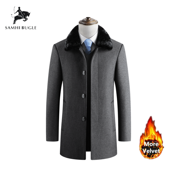 men's wool & blends casaco masculino abrigo winter coat men coats thicken woolen warm overcoat fur collar mens jacke, Black
men's wool & blends casaco masculino abrigo winter coat men coats thicken woolen warm overcoat fur collar mens jacke, Black