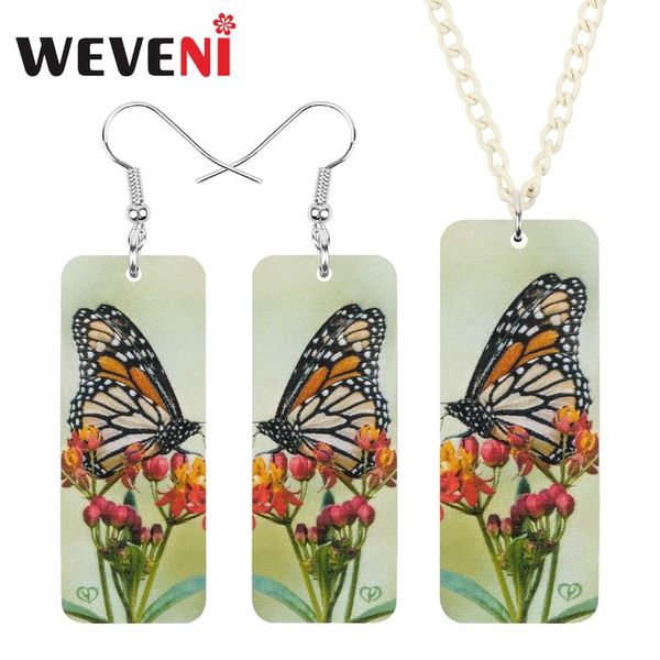 weveni acrylic rectangle monarch butterfly jewelry sets long flower insect animal necklace earrings for women girls fashion gift, Silver
weveni acrylic rectangle monarch butterfly jewelry sets long flower insect animal necklace earrings for women girls fashion gift, Silver