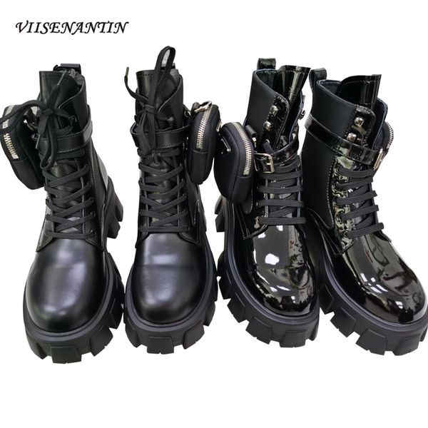 2020 est ankle boots women pocket bag belt buckle motorcycle cool booties lace up flat platform thick sole shoes high-end, Black
2020 est ankle boots women pocket bag belt buckle motorcycle cool booties lace up flat platform thick sole shoes high-end, Black