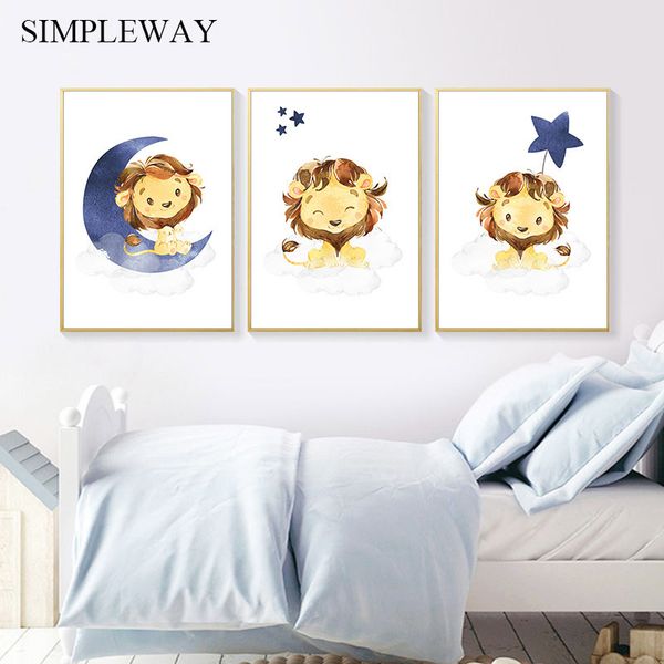 child poster baby nursery wall art canvas print cartoon animal lion moon star painting nordic kid boy bedroom decoration picture
child poster baby nursery wall art canvas print cartoon animal lion moon star painting nordic kid boy bedroom decoration picture